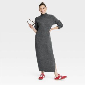 Women's Long Sleeve Midi Sweater Dress - Universal Thread Charcoal Gray S
